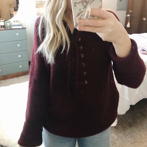 Lace up sweater